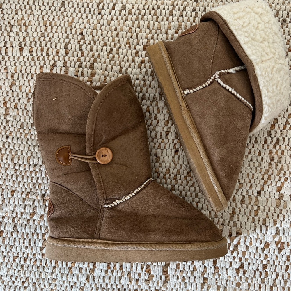 Cotton On Brown Kids Boots with Button Detail